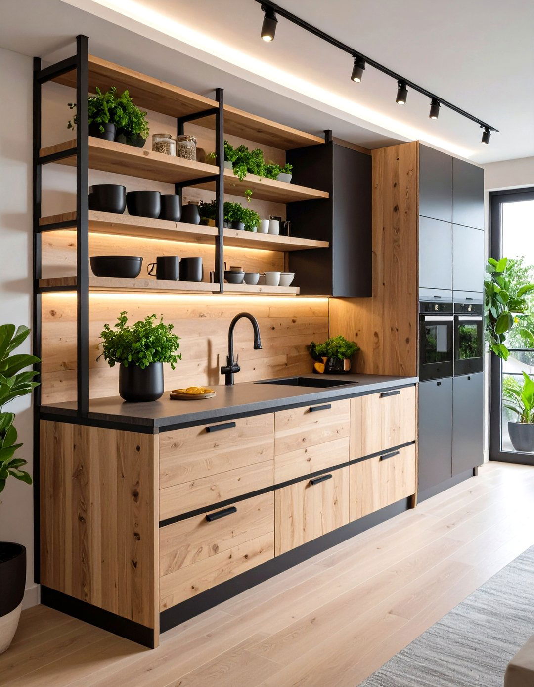 Open Shelving in Kitchen - 20 Small Apartment Ideas for Guys