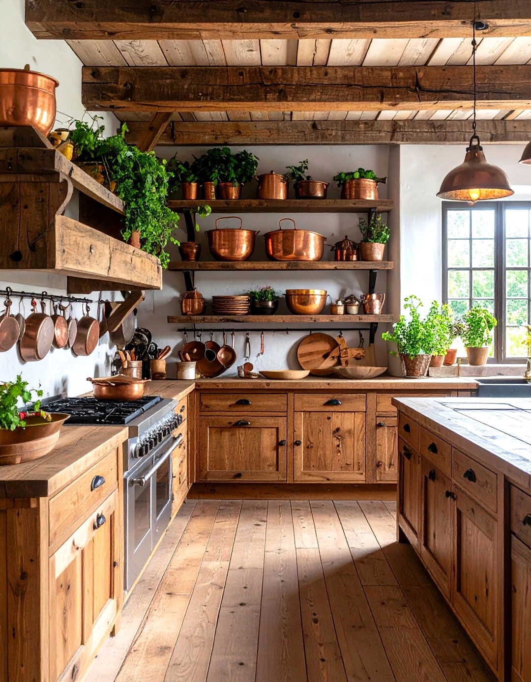 Open Shelving with Timber Supports - 20 Tudor Kitchen Ideas