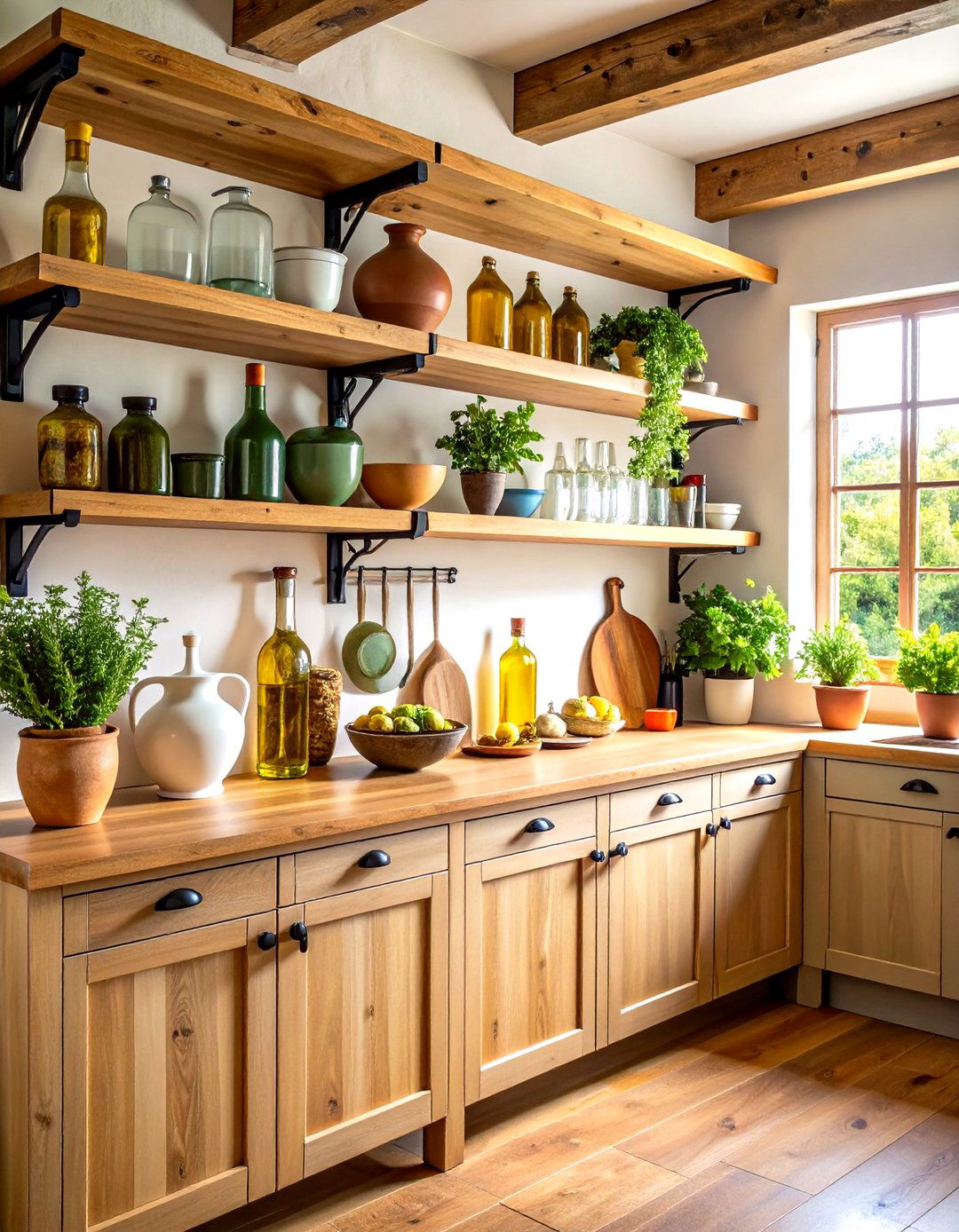 Open Shelving with Tuscan Accessories - 20 Tuscan Kitchen Design Ideas