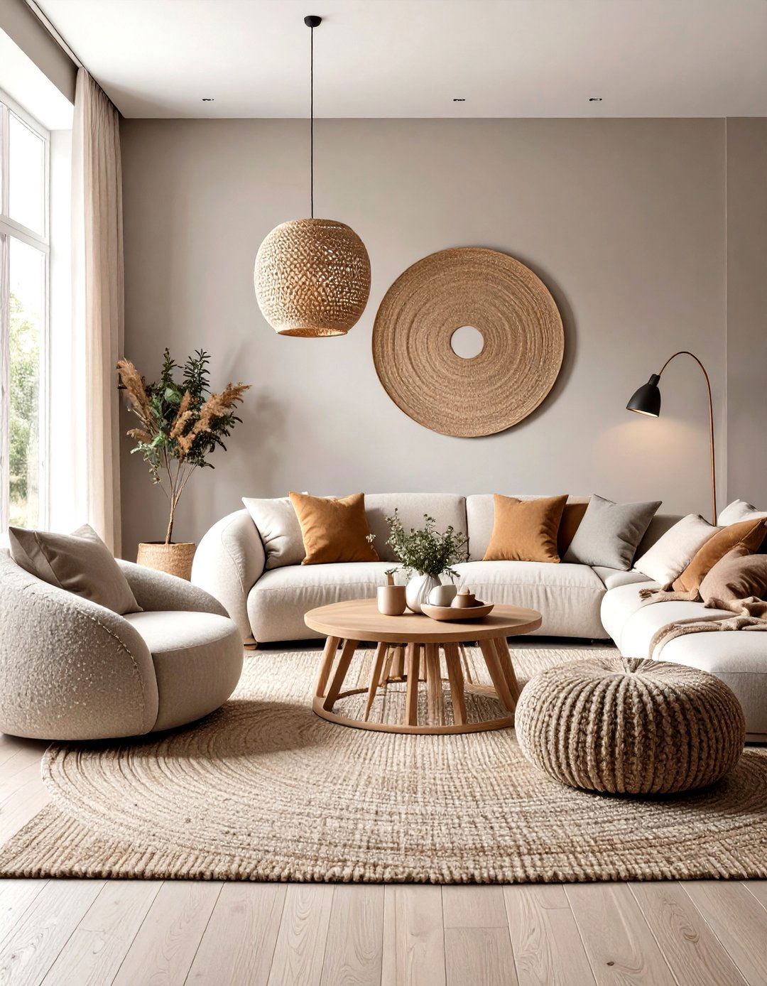Opt for Curved Cloud Like Seating - 20 Greige Living Room Ideas