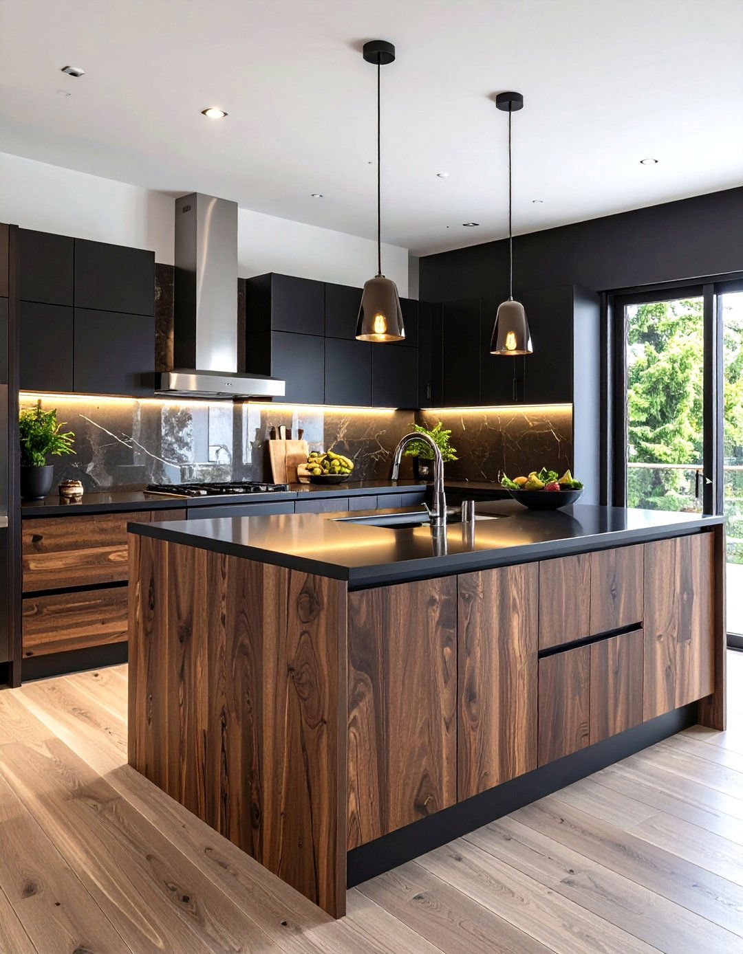 Opt for High Gloss Doors When You Want Reflective Drama - 20 Dark Wood Kitchen Cabinets