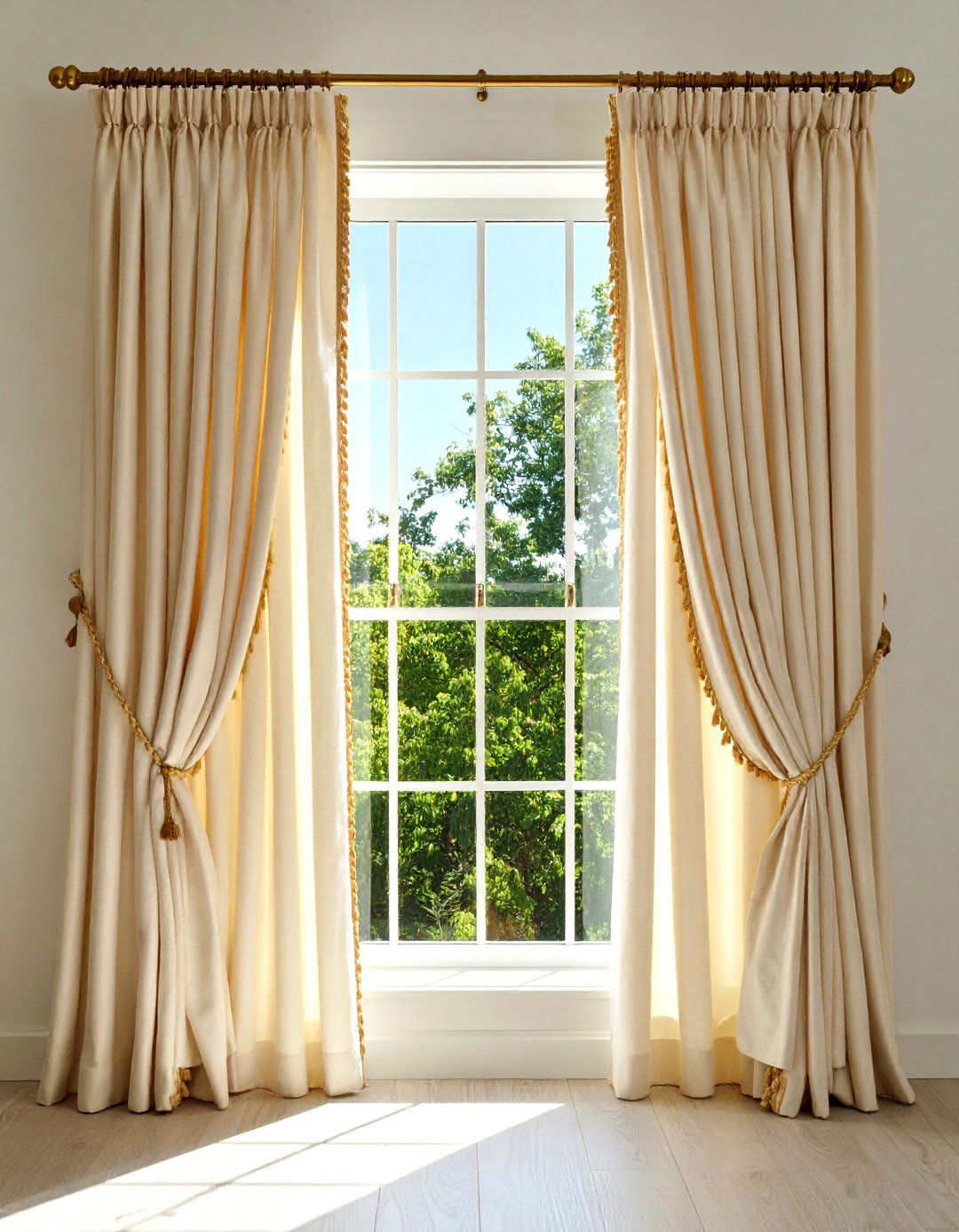 Opt for Two Tone Draperies With Metallic Thread - 20 Cream and Gold Living Room Ideas