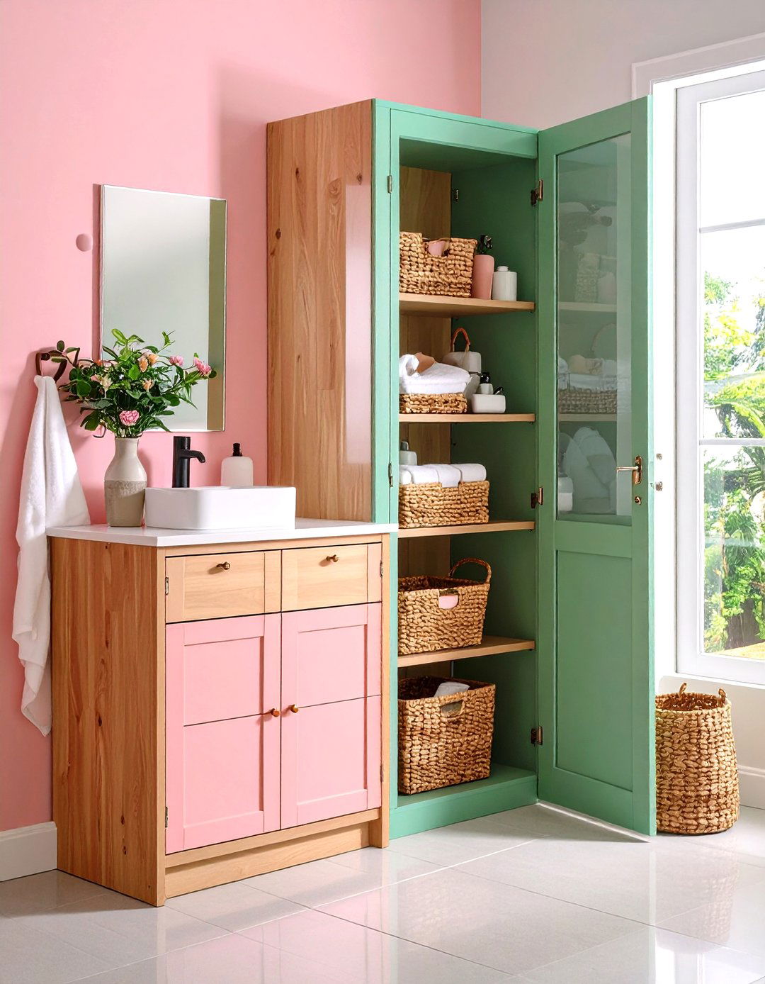 Opt for a Corner Cabinet - 20 Small Bathroom Storage Ideas