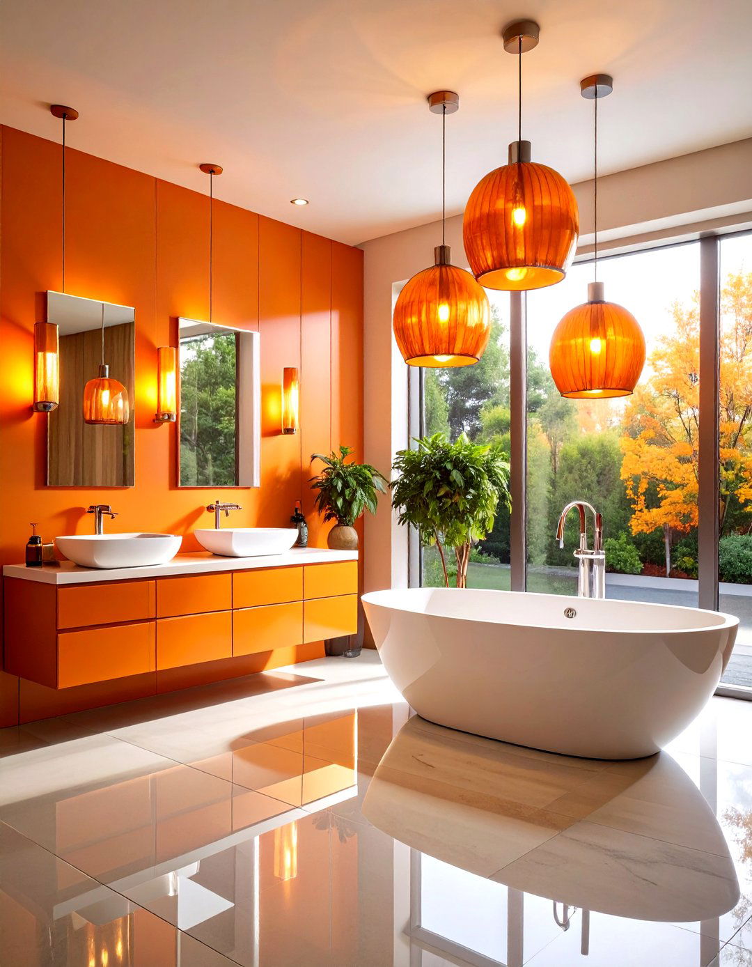 Orange Bathroom Lighting Fixtures - 20 Orange Bathroom Ideas
