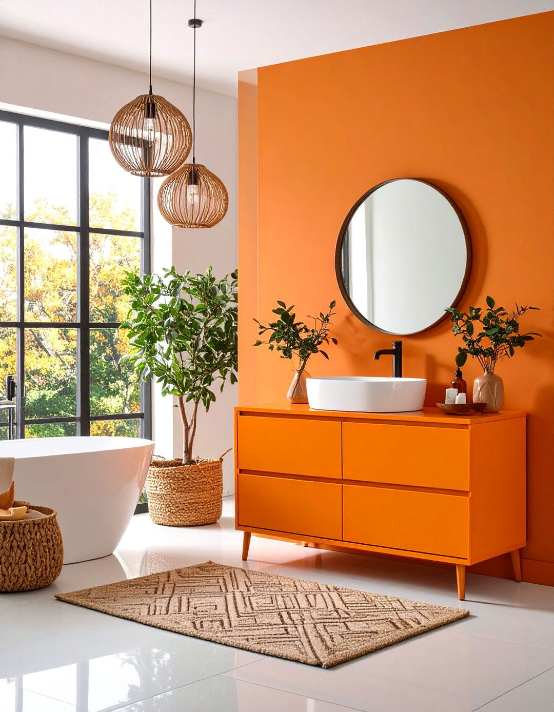 Orange Bathroom Modern Minimalist Approach - 20 Orange Bathroom Ideas