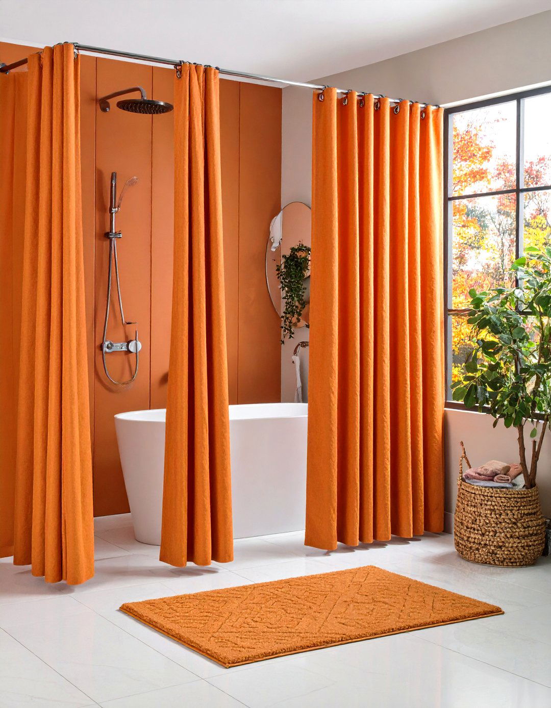 Orange Bathroom Shower Curtain Statement - 20 Orange Bathroom Ideas