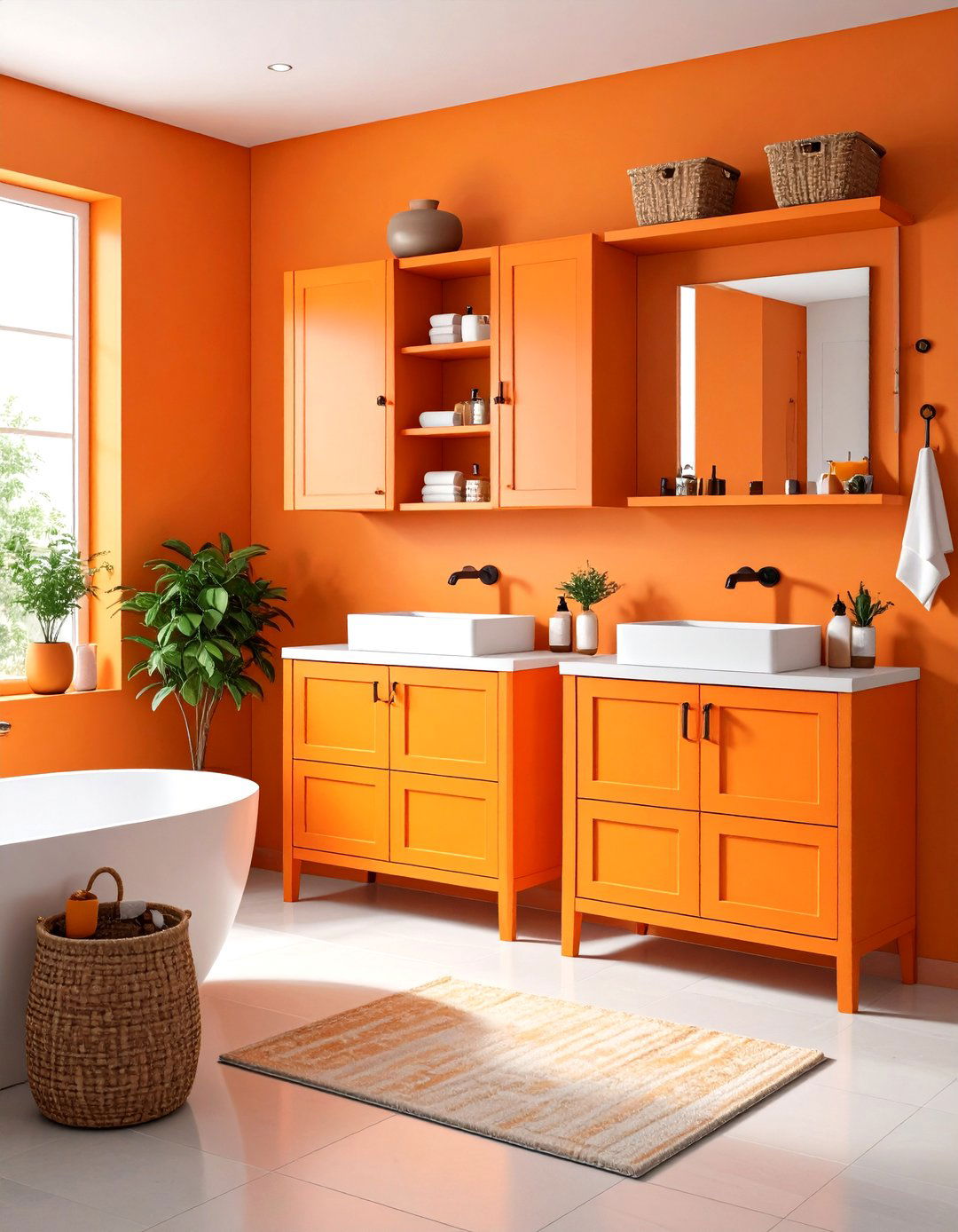 Orange Bathroom Storage Solutions - 20 Orange Bathroom Ideas
