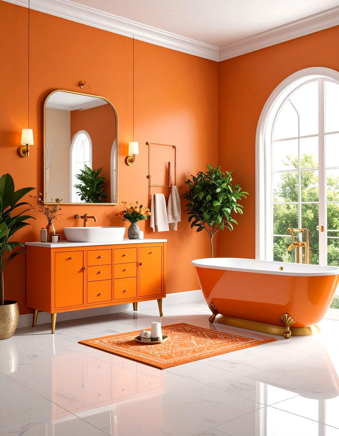 Orange Bathroom Vintage Inspired Design - 20 Orange Bathroom Ideas