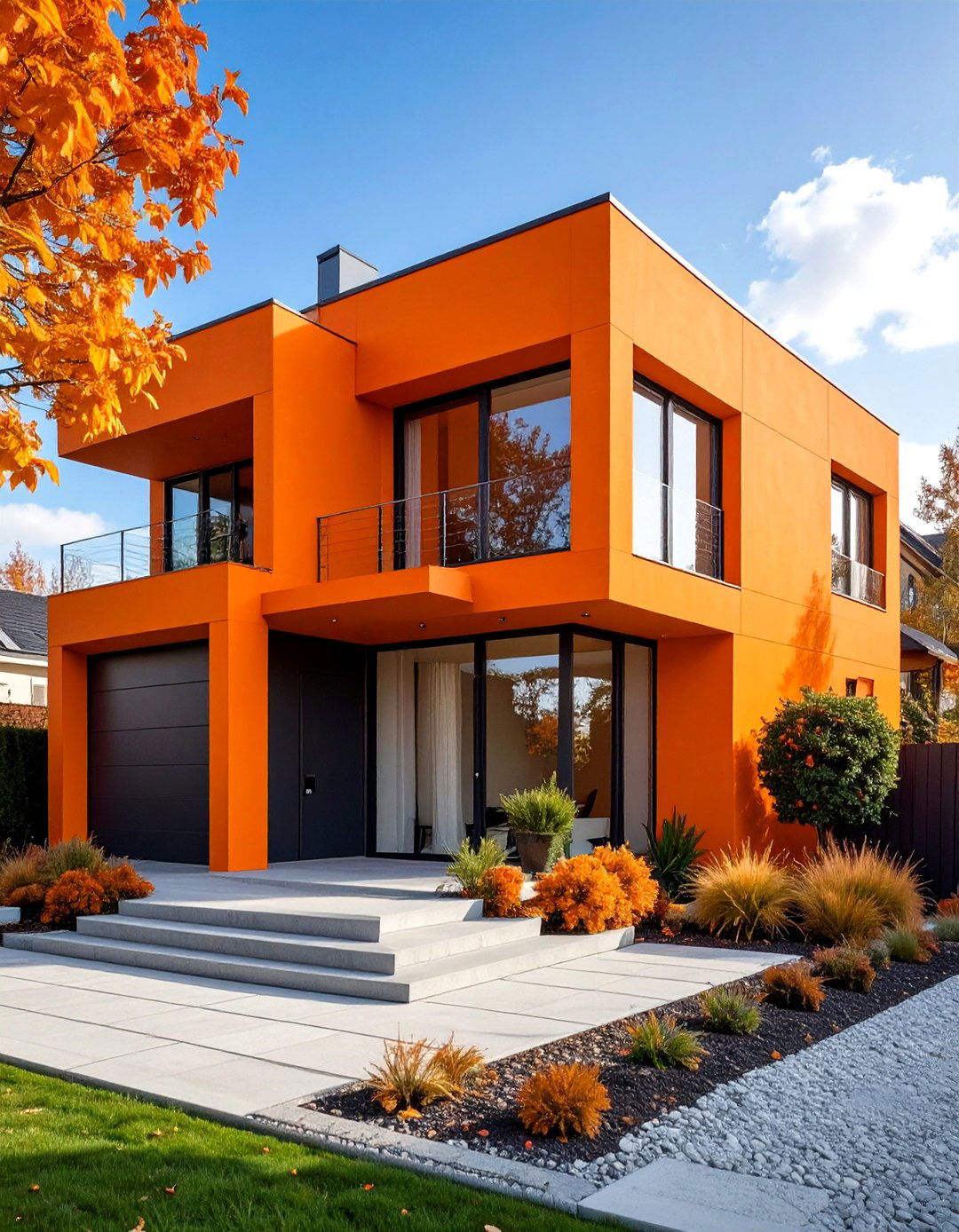 Orange House Exterior Bold Safety Cone Orange Statement Design - 20 Orange House Exterior Ideas