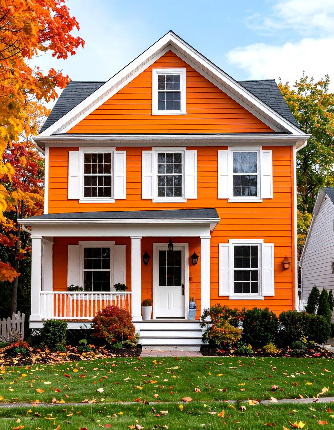 Orange House Exterior with White Trim Color Combination - 20 Orange House Exterior Ideas