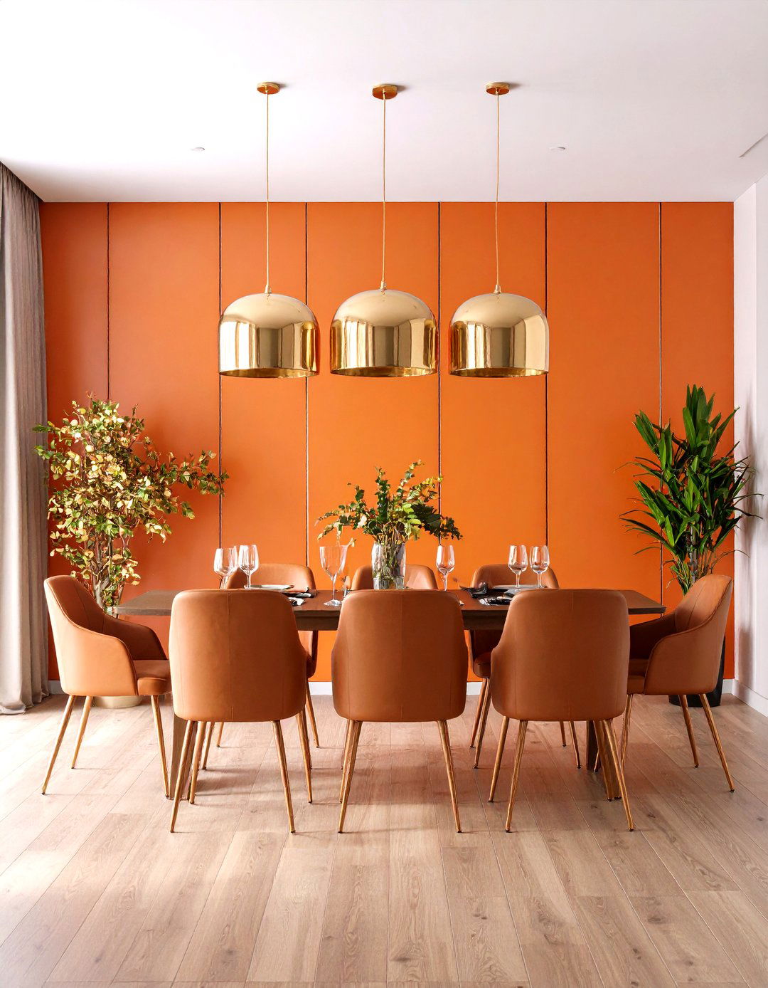 Orange Metallic Accent Wall for Glamorous Shine - 20 Orange Accent Wall Ideas