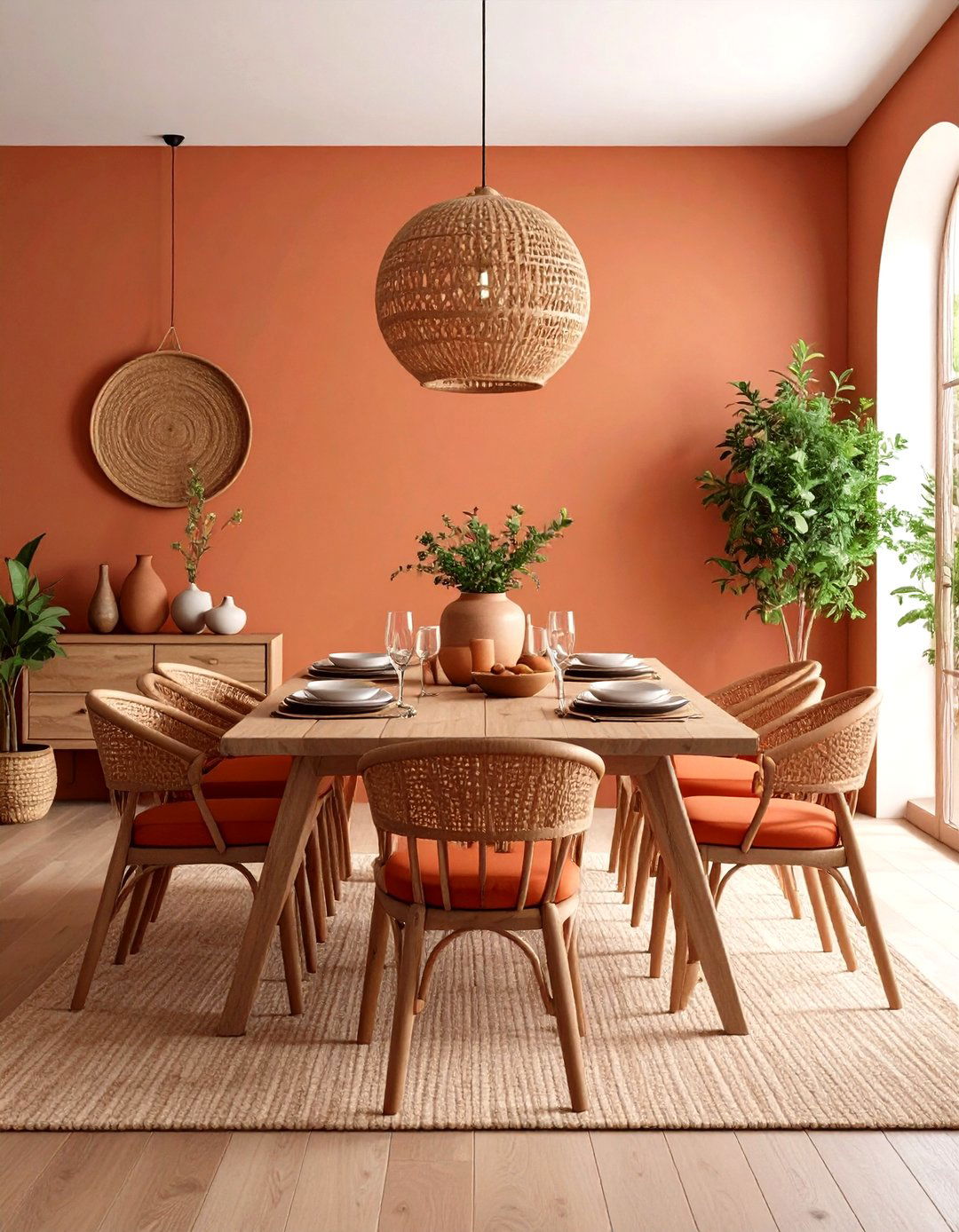 Orange Room Dining Space with Terracotta Tones - 20 Orange Room Ideas