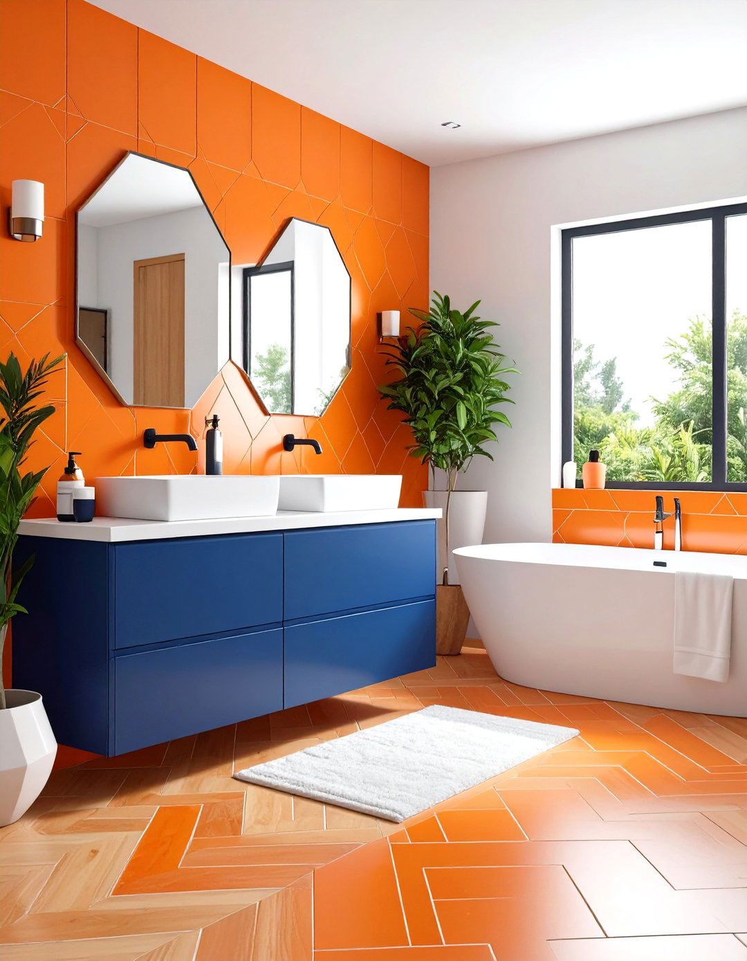 Orange Room Geometric Tile Design - 20 Orange Room Ideas