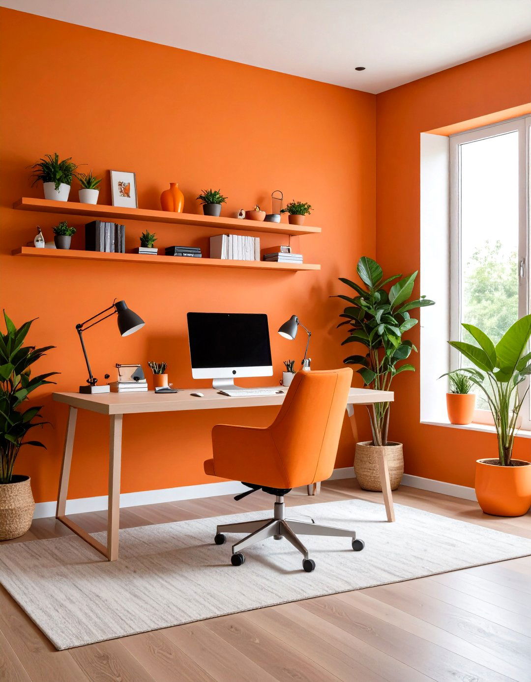 Orange Room Home Office Energy Boost - 20 Orange Room Ideas