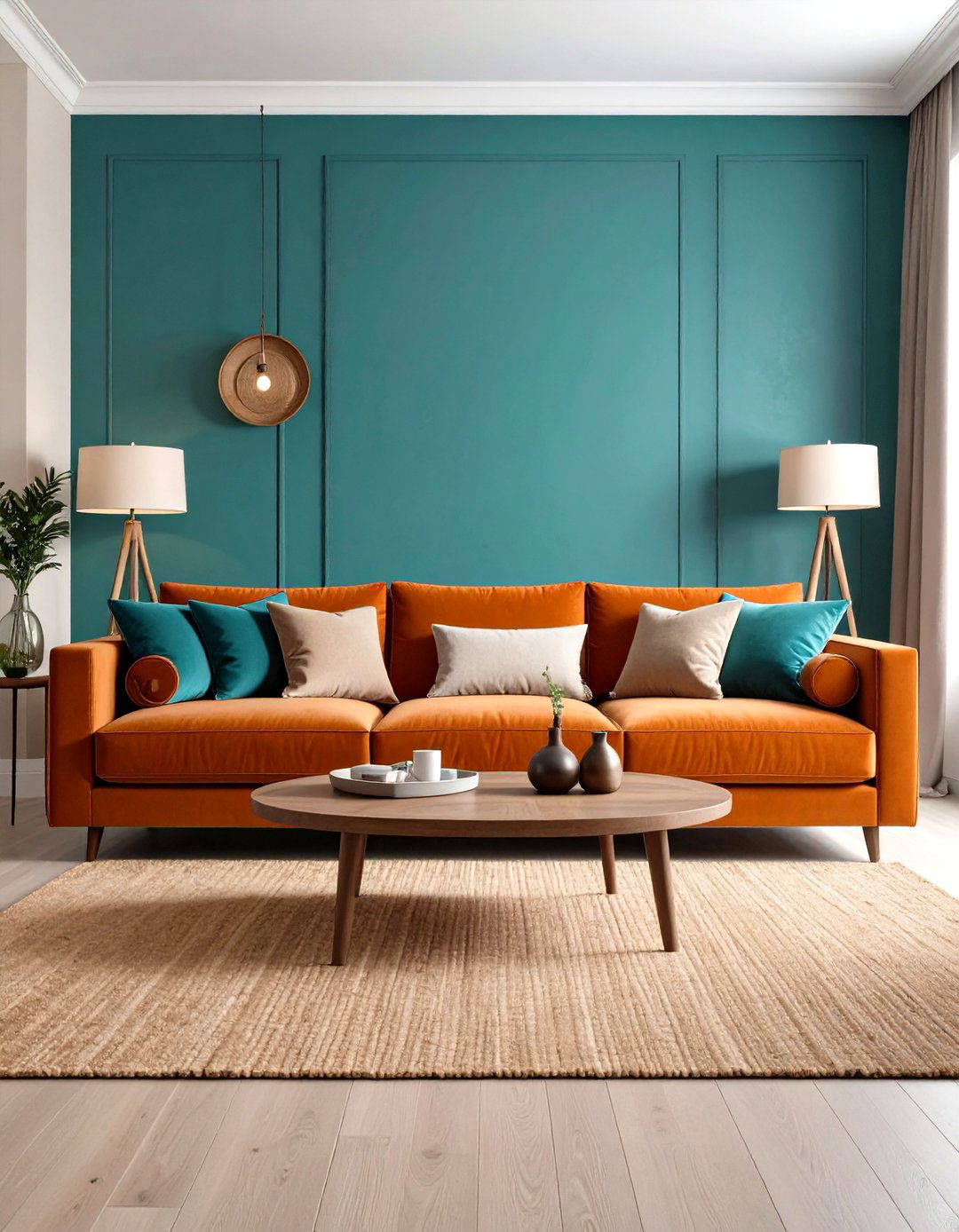 Orange Room Living Area with Burnt Orange Furniture - 20 Orange Room Ideas