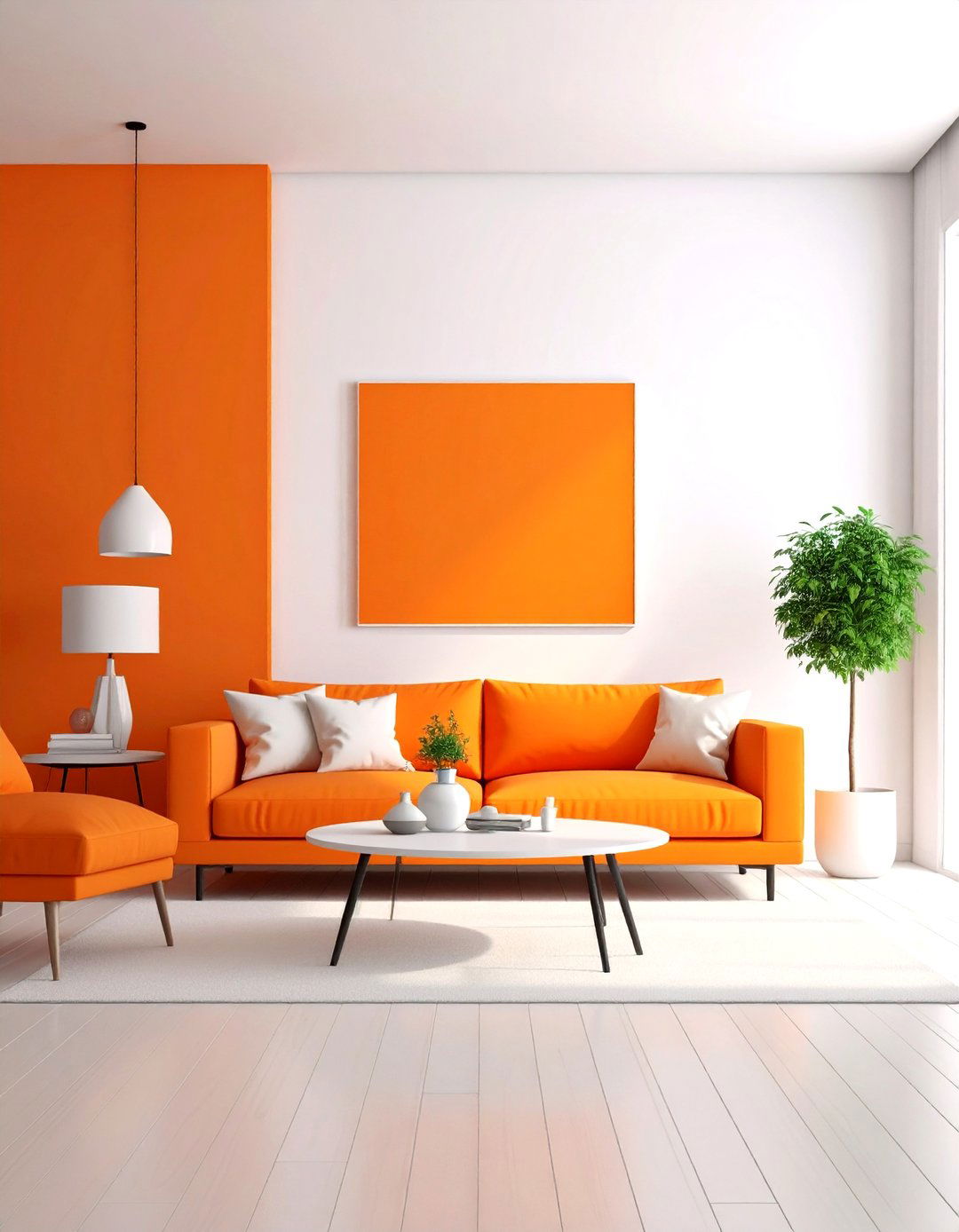 Orange Room Minimalist Accent Approach - 20 Orange Room Ideas