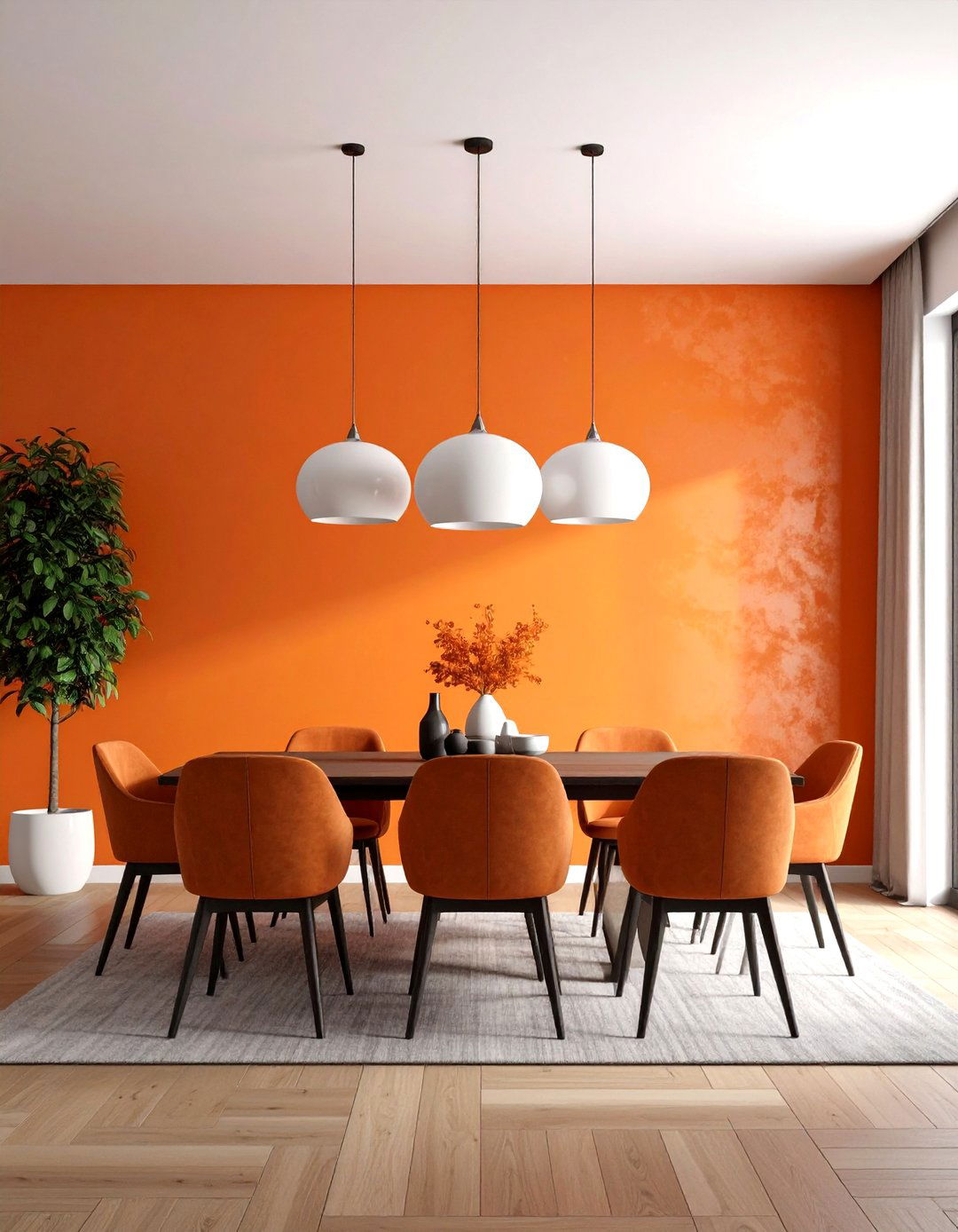 Orange Textured Accent Wall with Dimensional Appeal - 20 Orange Accent Wall Ideas