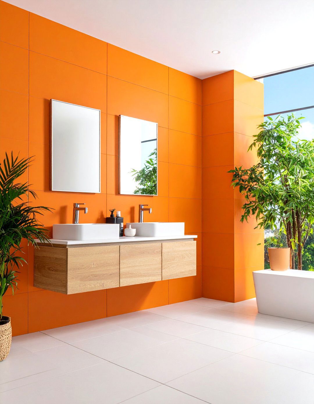 Orange Tile Accent Wall for Bathroom Elegance - 20 Orange Accent Wall Ideas