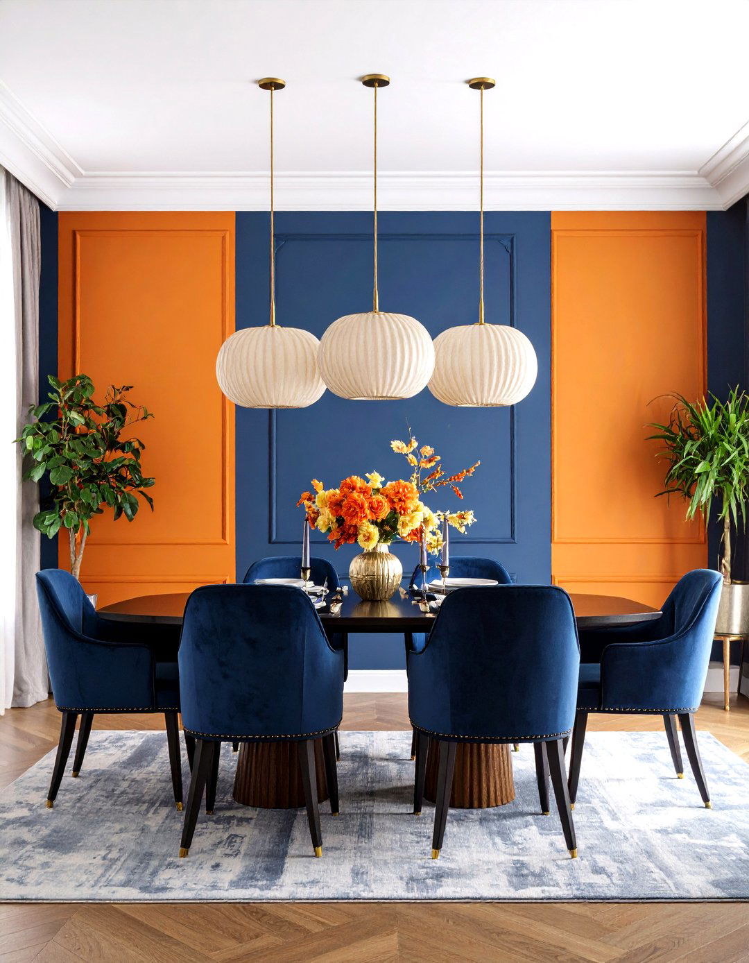 Orange and Navy Blue Accent Wall Color Combination - 20 Orange Accent Wall Ideas
