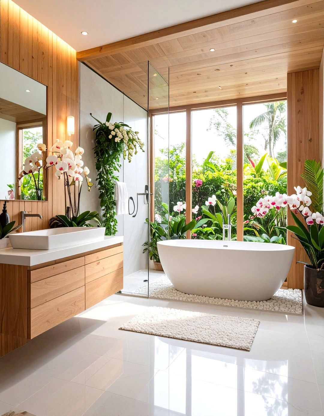 Orchid Filled Greenhouse Bathroom - 20 Greenhouse Bathroom Ideas