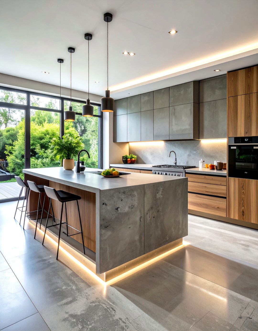 Organic Kitchen Design Featuring Concrete Accents - 20 Organic Kitchen Design Ideas