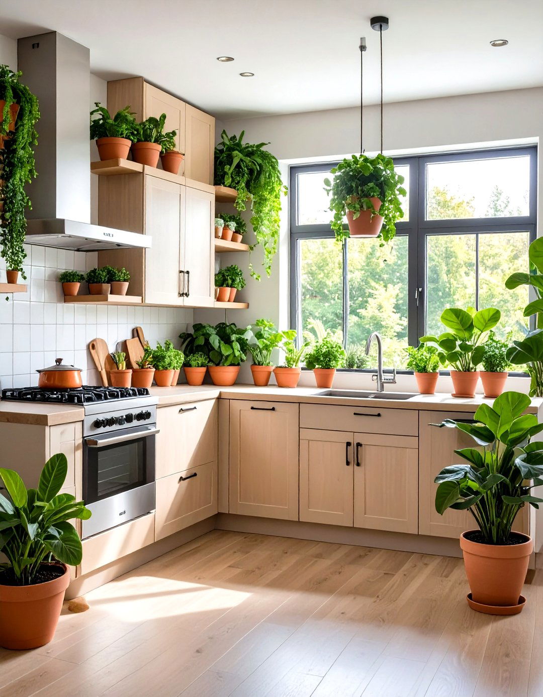 Organic Kitchen Design Incorporating Indoor Plants - 20 Organic Kitchen Design Ideas
