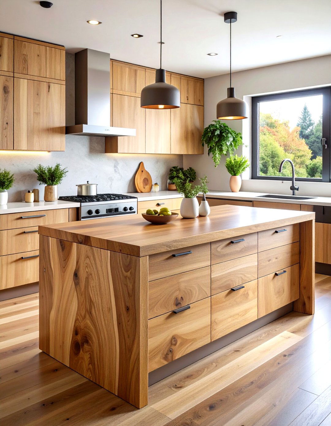 Organic Kitchen Design with Live Edge Wood Countertops - 20 Organic Kitchen Design Ideas