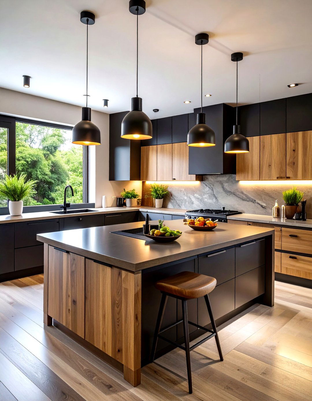 Organic Kitchen Design with Matte Black Fixtures - 20 Organic Kitchen Design Ideas
