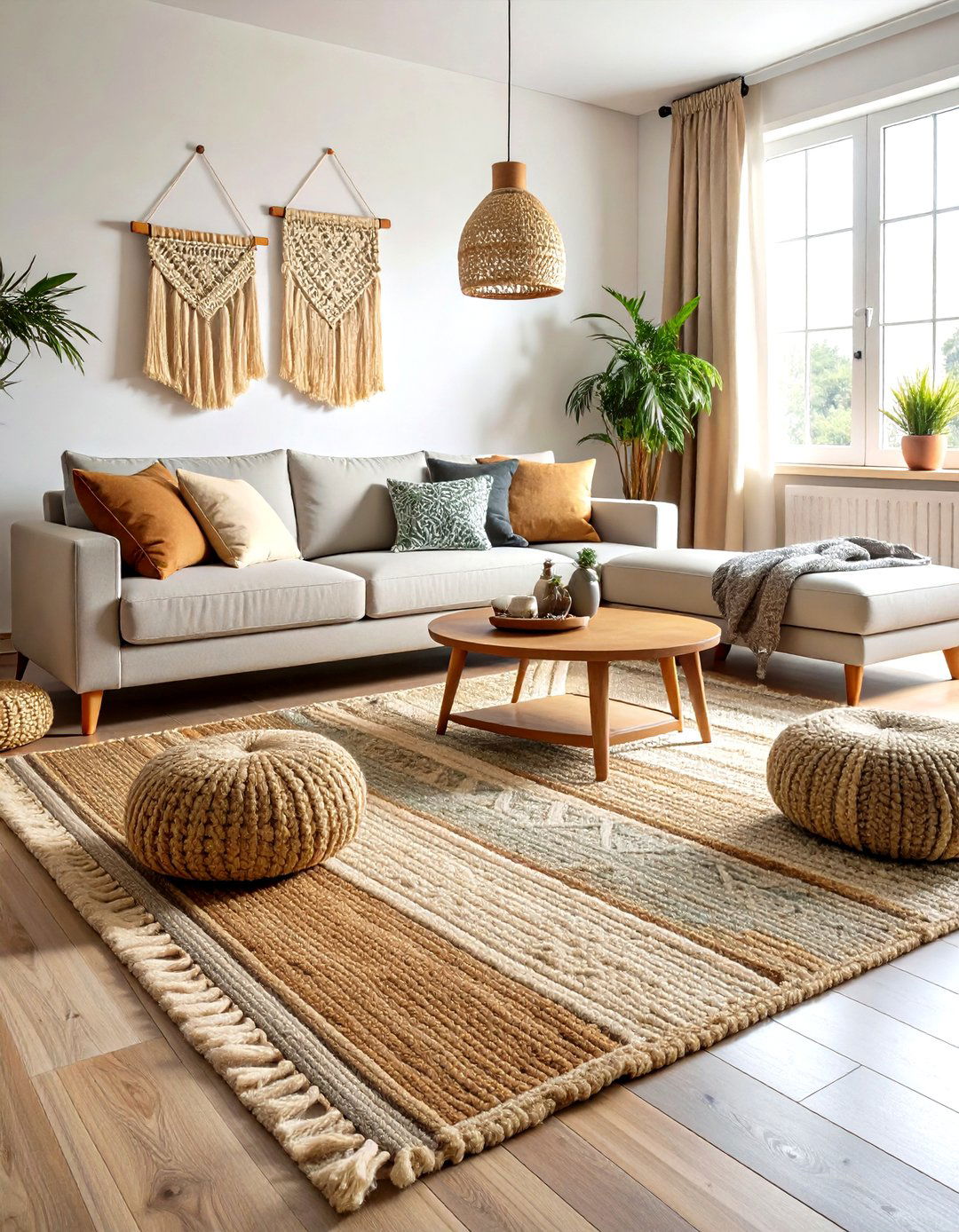 Organic Modern Living Room Earth Toned Rugs - 20 Organic Modern Living Room Design Ideas