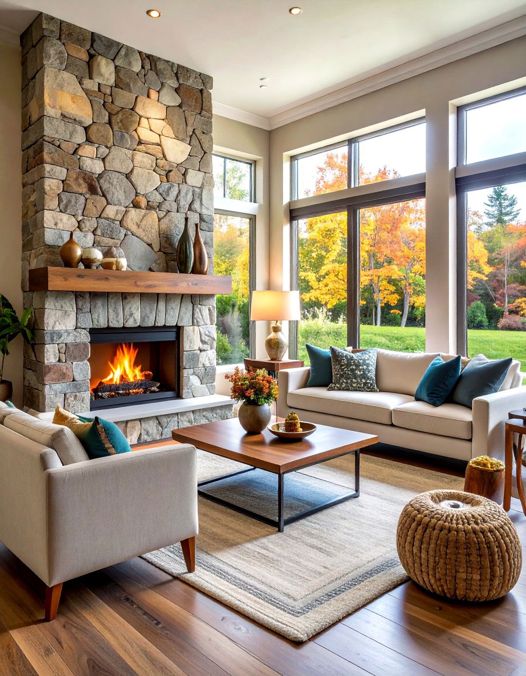 Organic Modern Living Room Fireplace Design Elements - 20 Organic Modern Living Room Design Ideas