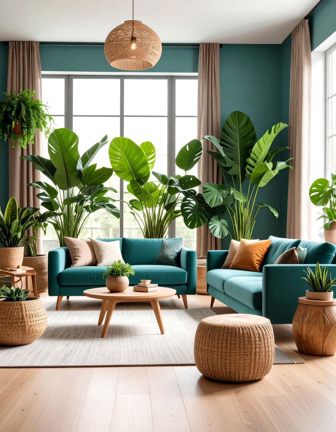 Organic Modern Living Room Indoor Plant Integration - 20 Organic Modern Living Room Design Ideas