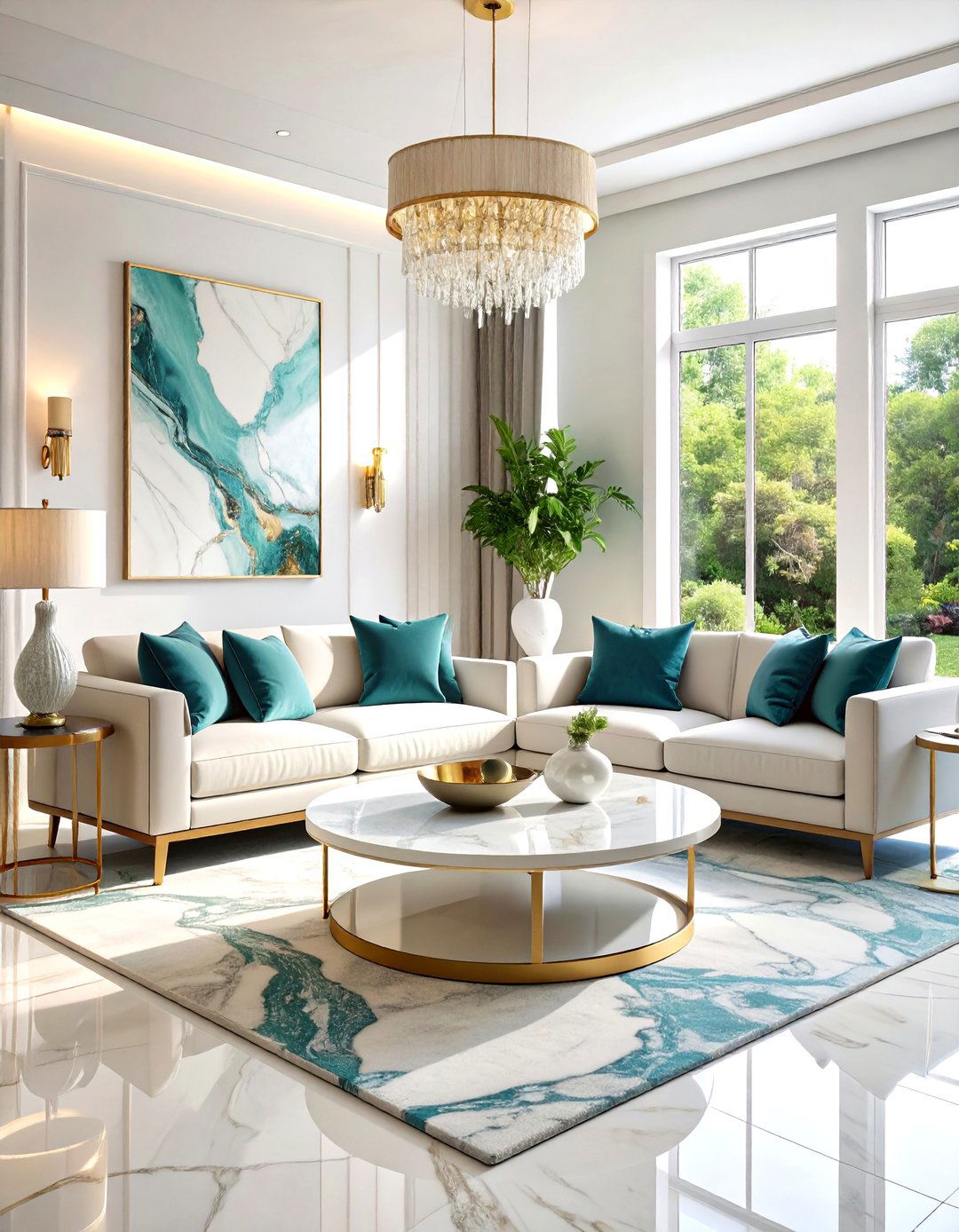Organic Modern Living Room Marble Statement Pieces - 20 Organic Modern Living Room Design Ideas