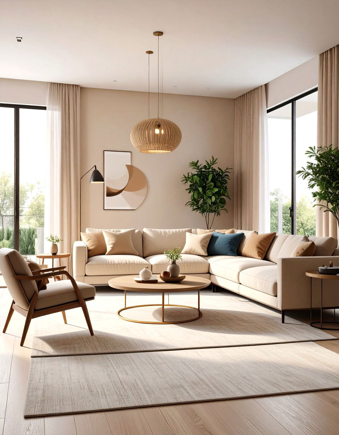 Organic Modern Living Room Monochromatic Layering - 20 Organic Modern Living Room Design Ideas