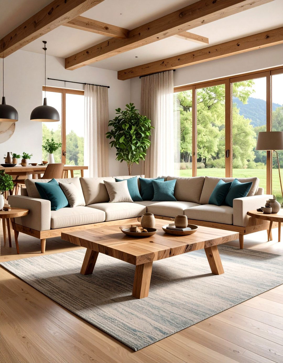 Organic Modern Living Room Natural Wood Textures - 20 Organic Modern Living Room Design Ideas