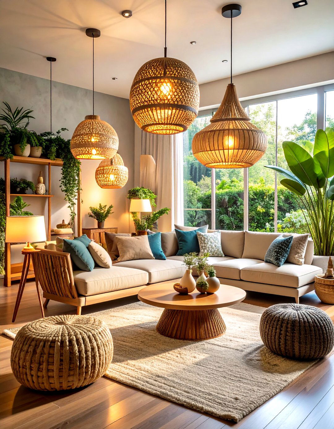 Organic Modern Living Room Sculptural Lighting Fixtures - 20 Organic Modern Living Room Design Ideas