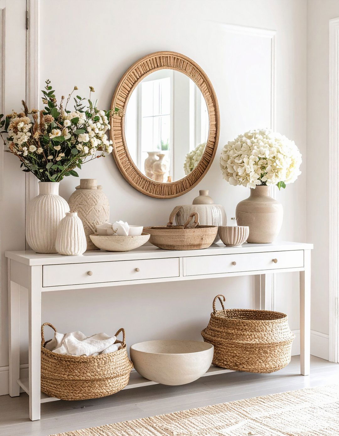 Organic Modern Neutral Entry Table - 20 Entry Table Decor Ideas
