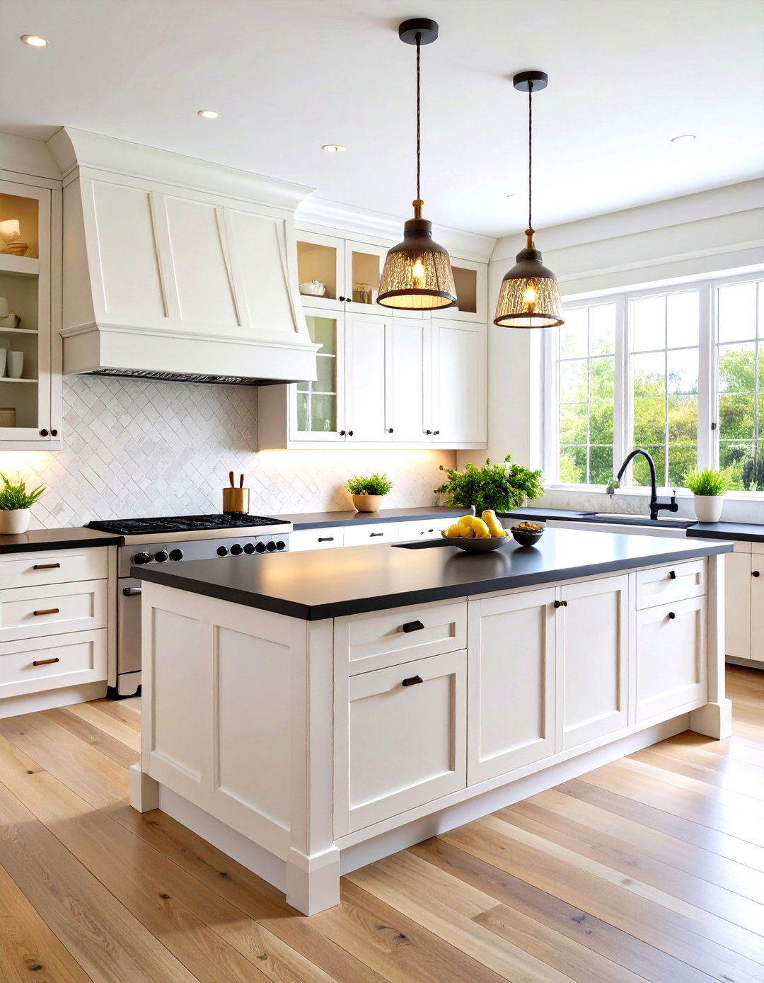 Organic Modern White Kitchen with Black Countertops - 20 white kitchen with black countertops ideas