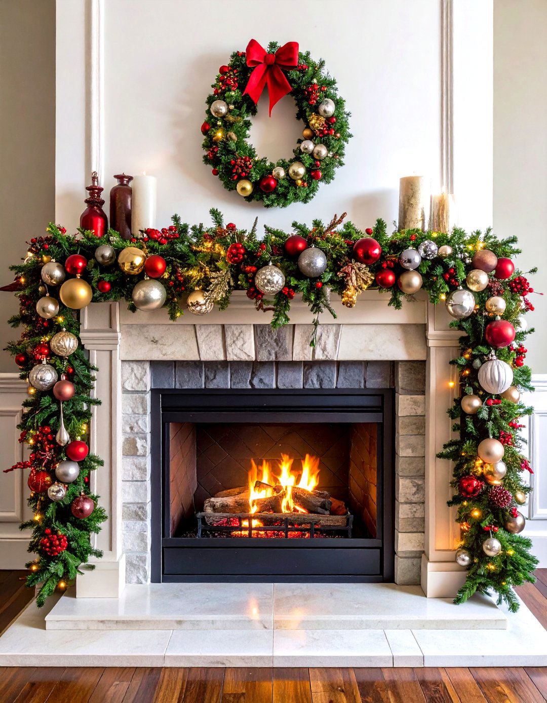 Ornament and Bauble Mantel Garland - 20 Mantel Garland Ideas