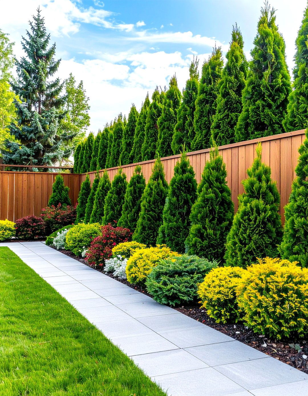 Ornamental Conifer Garden Border Screen - 20 Low Maintenance Garden Border Ideas