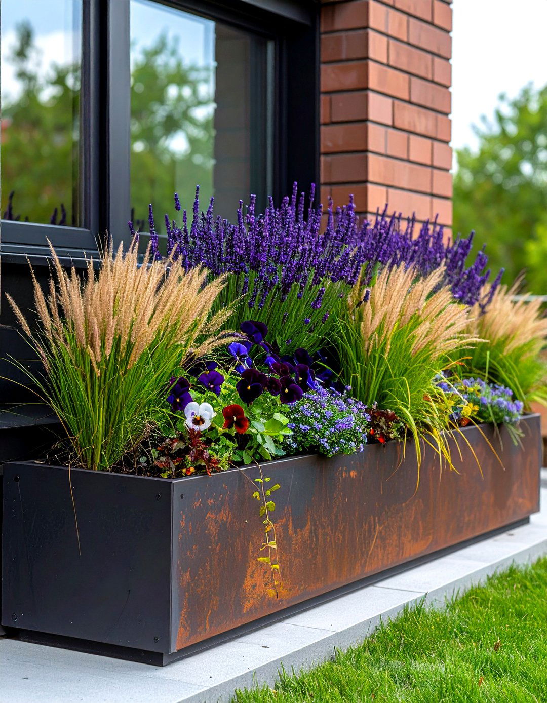 Ornamental Grass Fountain Fall Window Box - 20 Fall Window Box Ideas