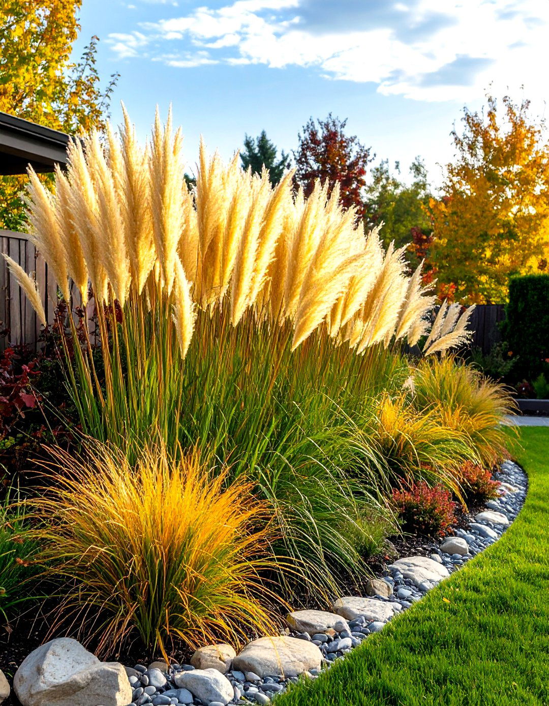 Ornamental Grass Garden Divider - 20 Garden Divider Ideas