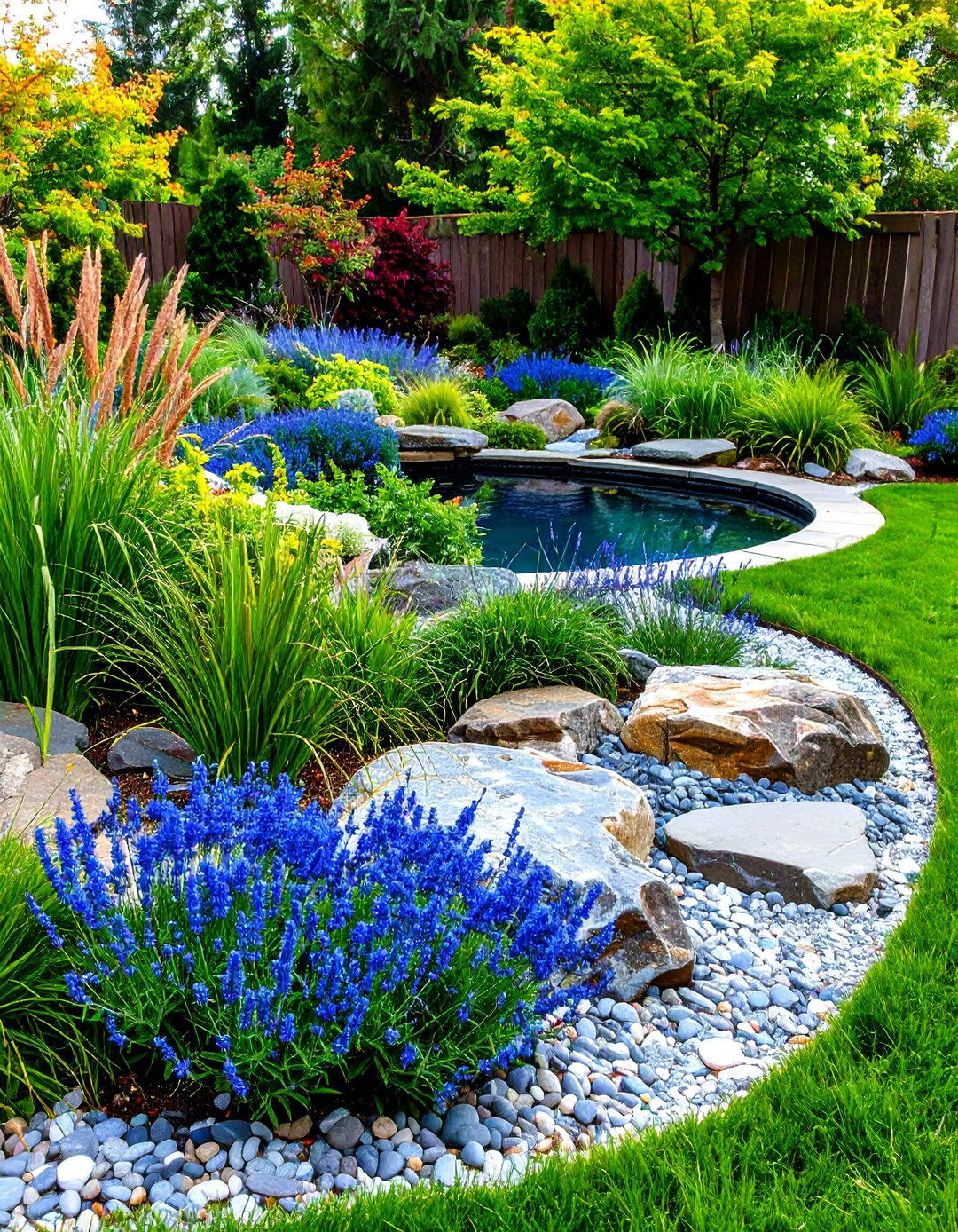 Ornamental Grasses and Rock Gardens - 20 Tropical Pool Landscaping Ideas