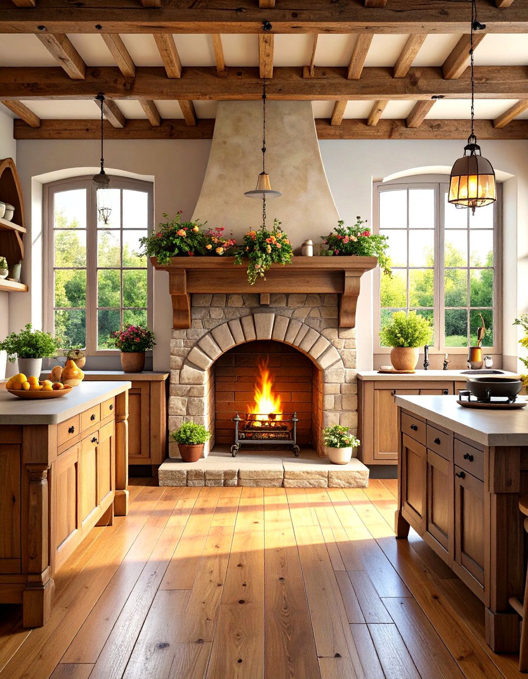 Ornate Fireplace Hearth - 20 Tudor Kitchen Ideas