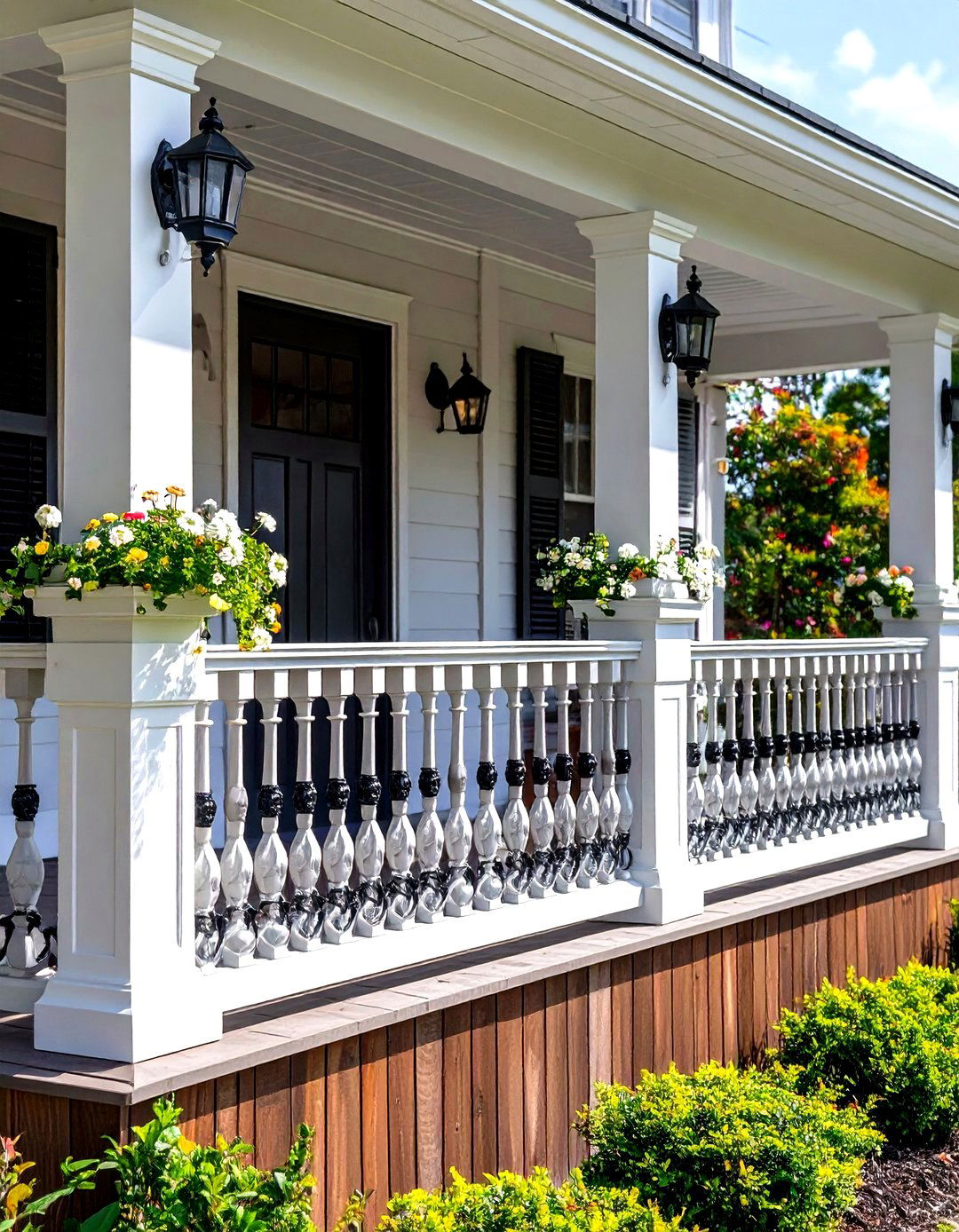 Ornate Wrought Iron Scrollwork Railings - 20 Front Porch Railing Ideas