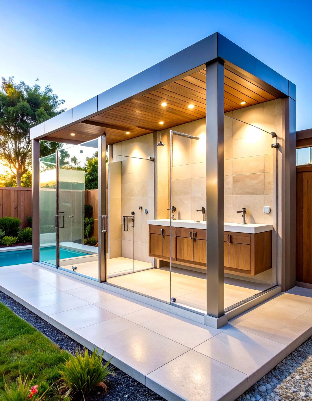 Outdoor Bathroom Pool House Integration - 20 Outdoor Bathroom Ideas