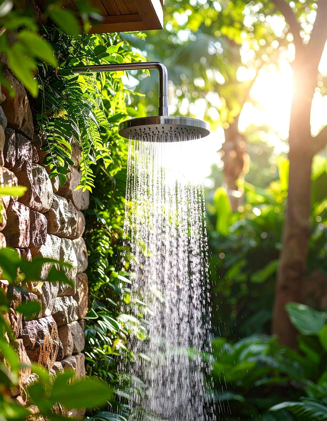 Outdoor Bathroom Rainfall Shower Retreat - 20 Outdoor Bathroom Ideas