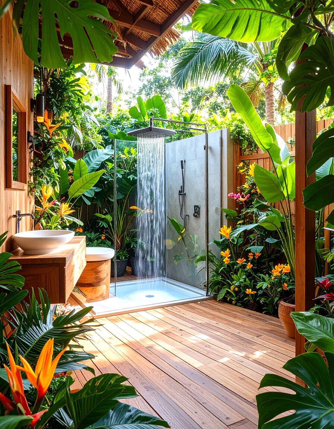 Outdoor Bathroom Tropical Garden Oasis - 20 Outdoor Bathroom Ideas