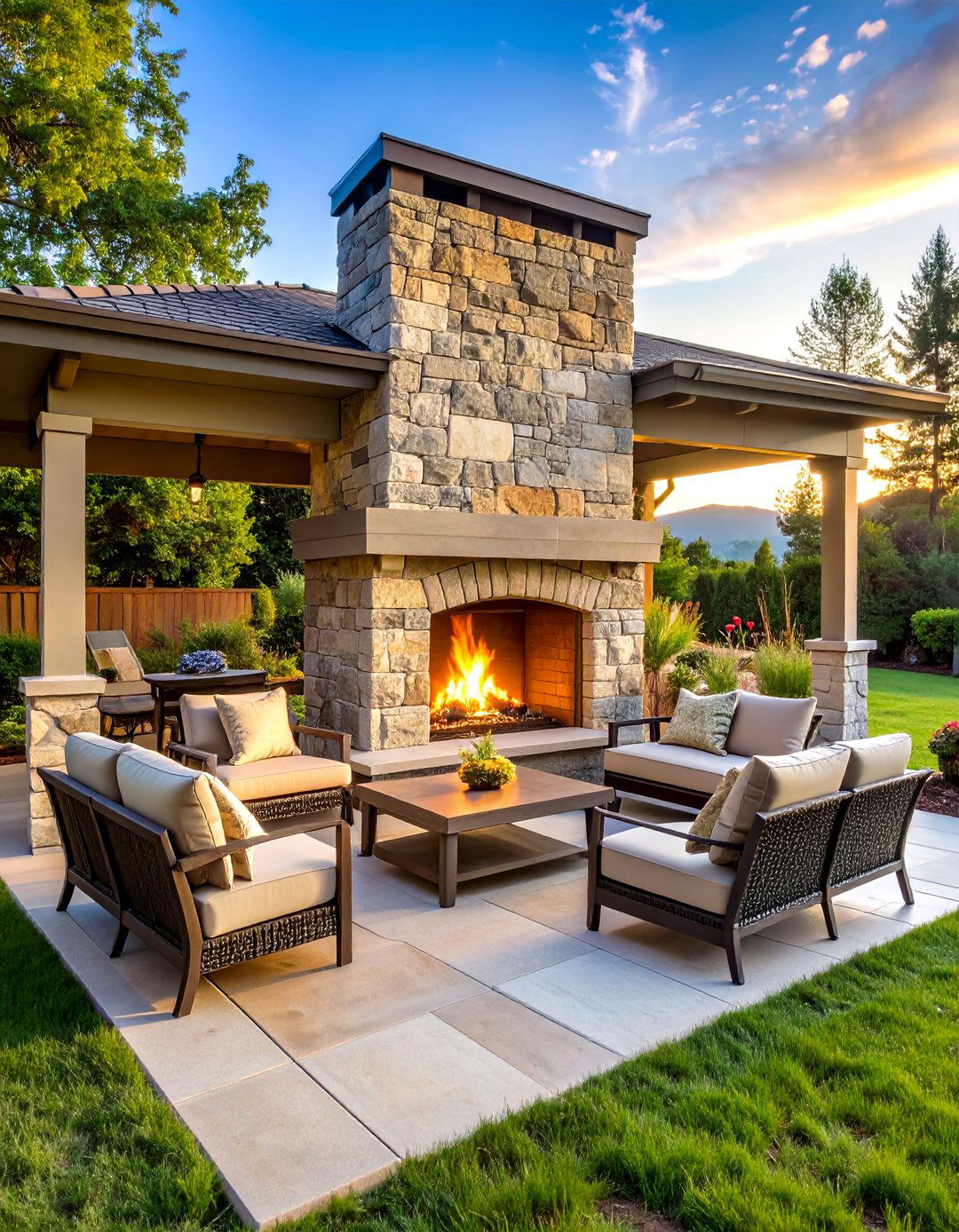 Outdoor Cabin Fireplace Patio Extension - 20 Cabin Fireplace Ideas