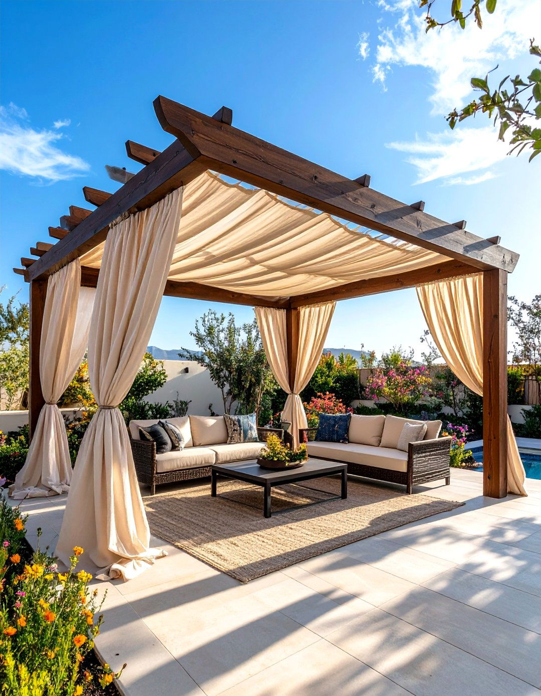 Outdoor Curtain Pergola Cover - 20 Pergola Cover Ideas