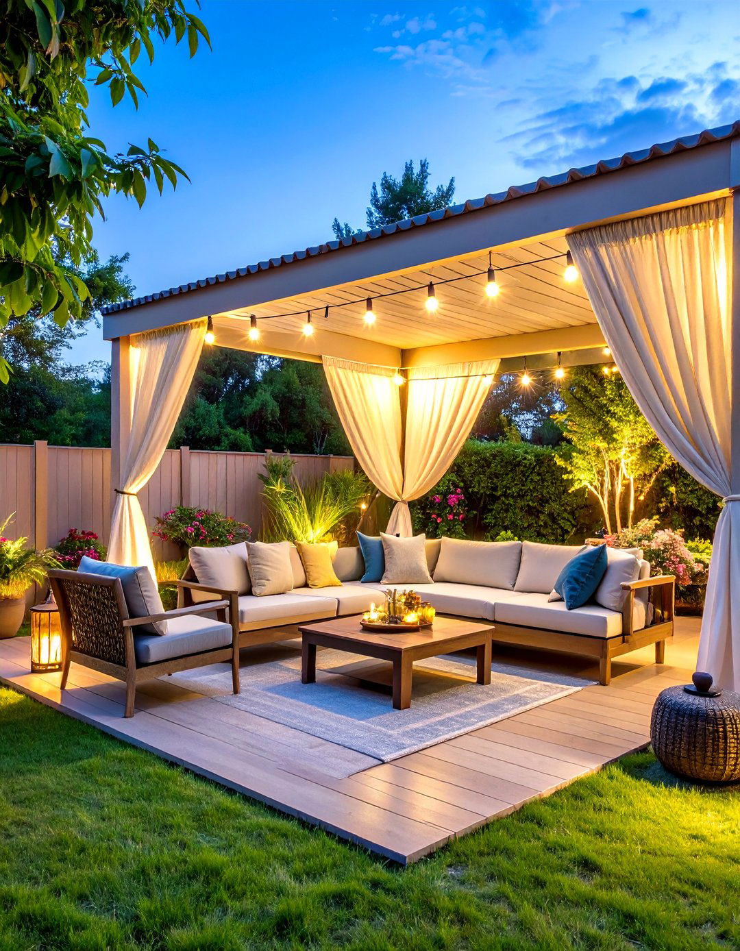 Outdoor Curtain Privacy Patio Retreat - 20 Privacy Patio Ideas
